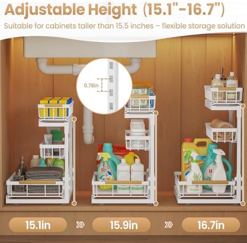 Under Sink Organizer and Storage for Bathroom and Kitchen - 1 Pack