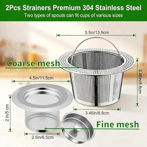 2Pack 304 Stainless Steel Juice Strainer for Nama J2, Hands-Free Pulp