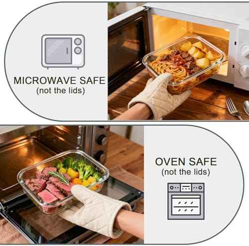 KOMUEE 4 Pack Glass Food Storage Containers Set with Lids