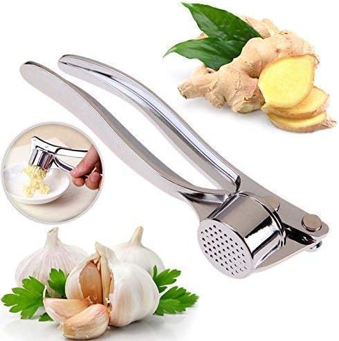 Zinc Alloy Garlic Press, Stainless Steel Look
