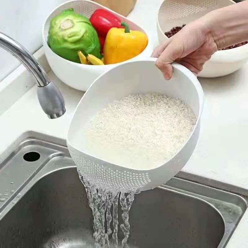 Plastic Rice Sieve Colander, Pink