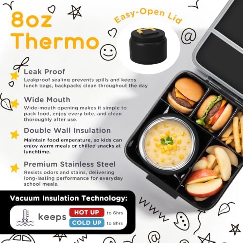 Bento Lunch Box for Kids with 8oz Thermo Containers for School,Camping
