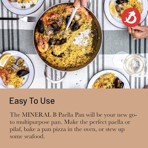 de Buyer MINERAL B Carbon Steel Paella Pan - 12.5” Diameter, 9.25”