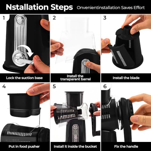 SUSTEAS Rotary Cheese Grater, 5 Blades