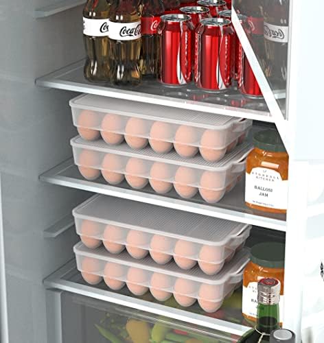Clear Covered Egg Holder 3-Pack, Plastic Egg Storage for Refrigerator