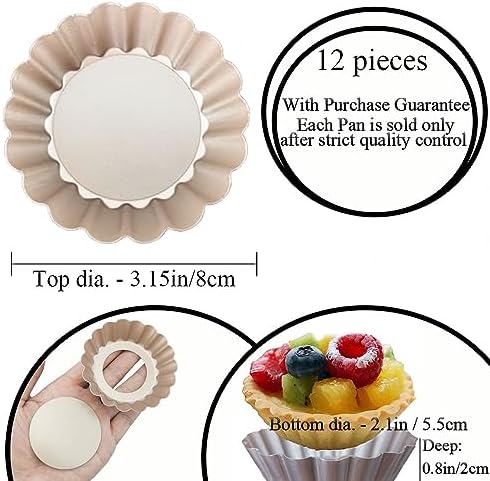 DATANYA Mini Tart Pans Removable Bottom 3 Inch, Carbon Steel Nonstick