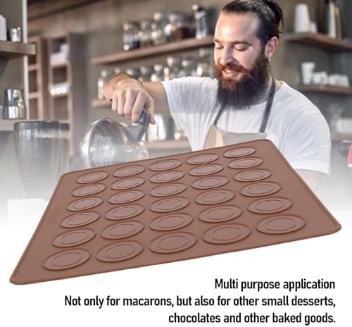 10 Sheets Silicone Macaron Mat, 30 Holes Non Stick Macaron Piping