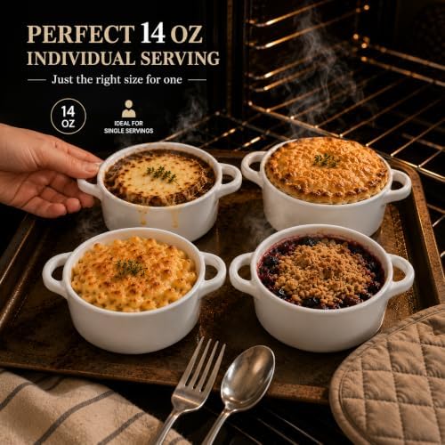 Mini Dutch Oven Set of 4, 14 oz Ceramic Mini Dutch Ovens with Lids and