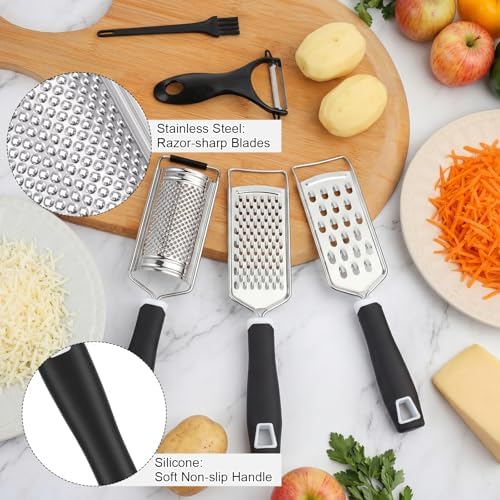 5 Pcs Zester Grater Set Stainless Steel with Peeler, Black