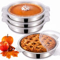 4 Pcs 10" Round Stainless Steel Pie Pans with Lids for Baking &