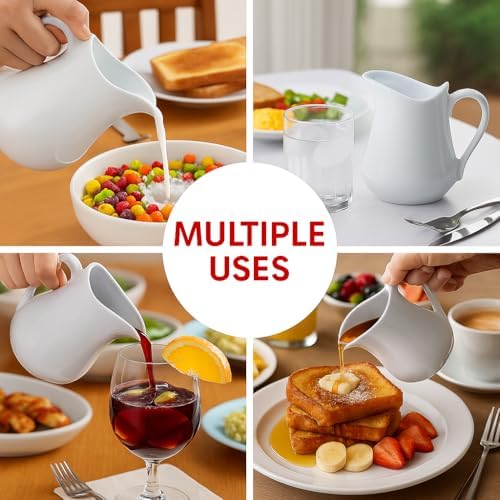 HIC Kitchen Creamer Pitcher With Handle, Fine Porcelain, 8-Ounce