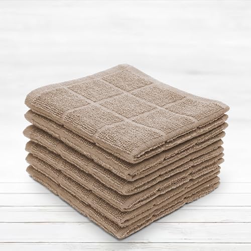 100% Cotton Terry Dish Cloth & Dish Towel, 6 Pack, Super Soft and