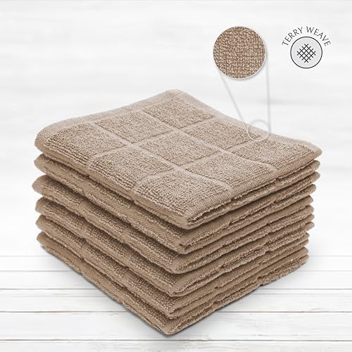 100% Cotton Terry Dish Cloth & Dish Towel, 6 Pack, Super Soft and