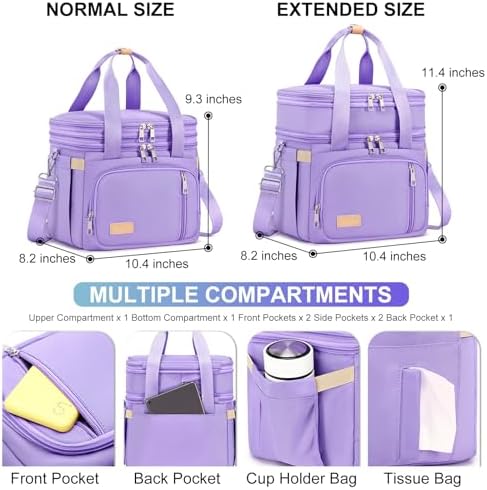 MAPLELILY Lunch Box for Men Women - Double Deck Insulated Lunch Bag