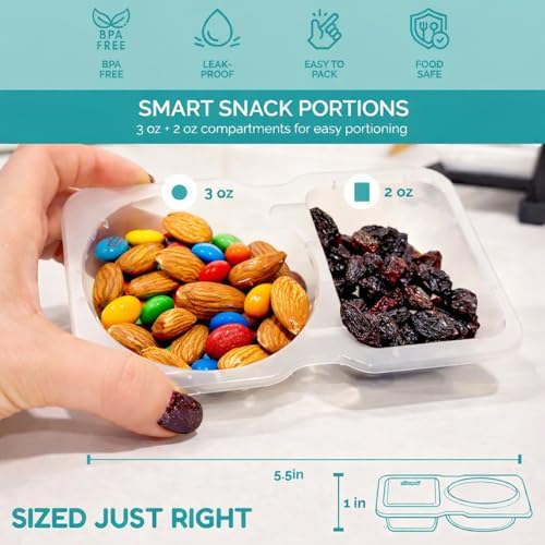 Reusable Snack Containers with Lids 50 Pack (100 Pieces) Portion