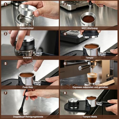 Philorn 51mm Espresso Accessories Kit, 6Pcs Distributor Tamper WDT