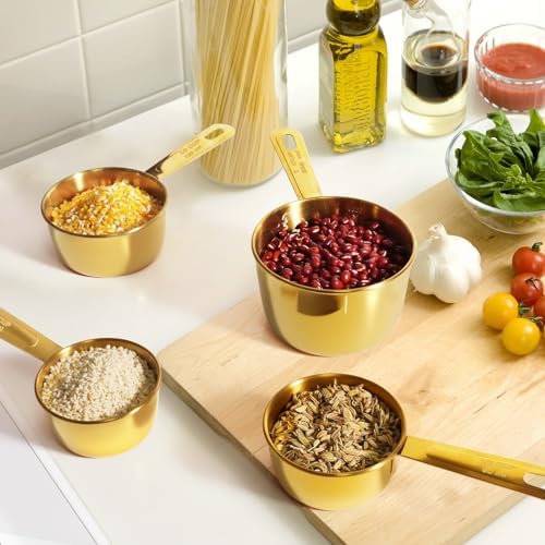 13pcs Gold Stainless Steel Measuring Cups and Spoons Set, 8