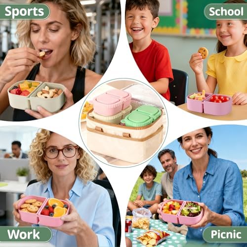 3 Pack Silicone Reusable Snack Containers with Lids for Kids Lunch