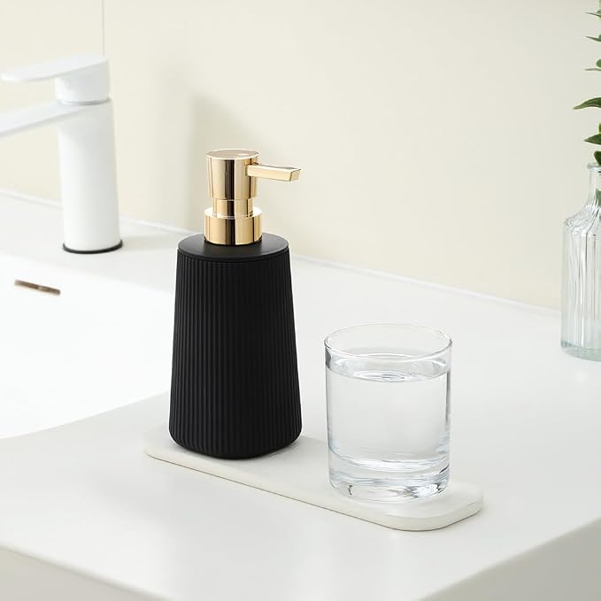 Small Soap Dispenser for Bathroom and Kitchen, Modern Farmhouse Striped Style - Image 2