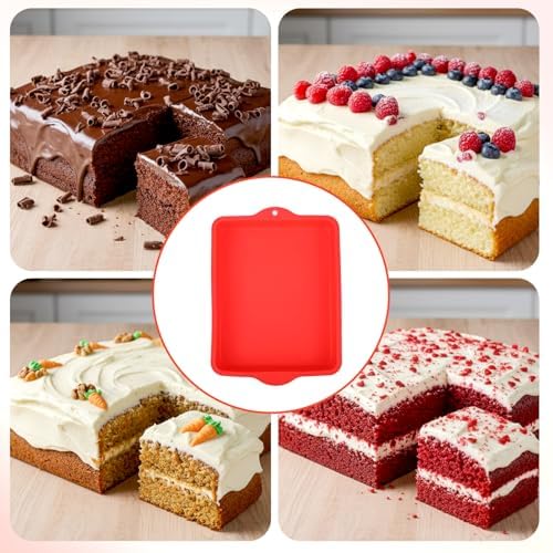 5 Pack Large Silicone Square Baking Pan, 10 x 8 x 1.6 Inches Nonstick