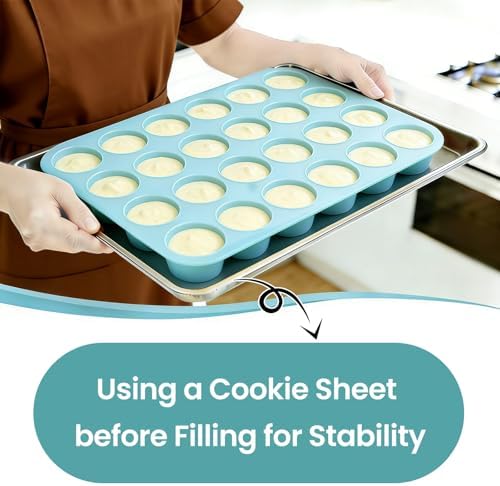 CAKETIME Silicone Mini Muffin Pan, 2 Pack 24 Cups Nonstick Mini