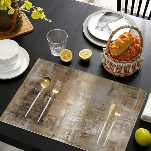 Brown and Gray Placemats Set of 4, Modern Abstract Place Mats