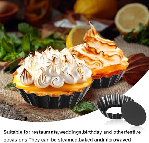 20 Packs Mini Tart Pans Removable Bottom 3 Inch Tart Pan Round Fluted