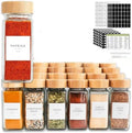 Glass Spice Jars with Label, 24Pk Bamboo Jar Spices Set 4Oz
