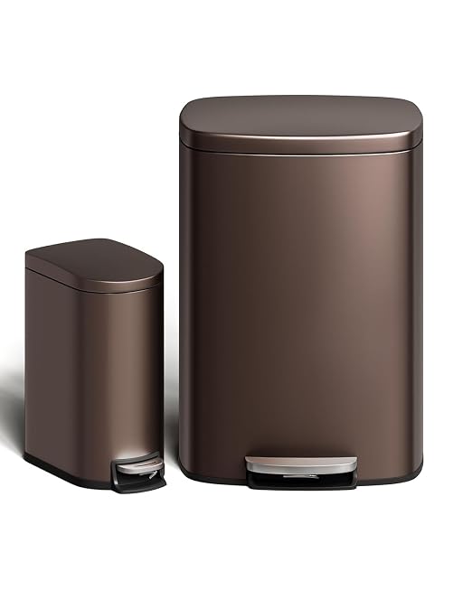 GarveeHome 13 Gal & 2.6 Gal Trash Can Combo Set, Kitchen Trash Can and Bathroom by GarveeHome