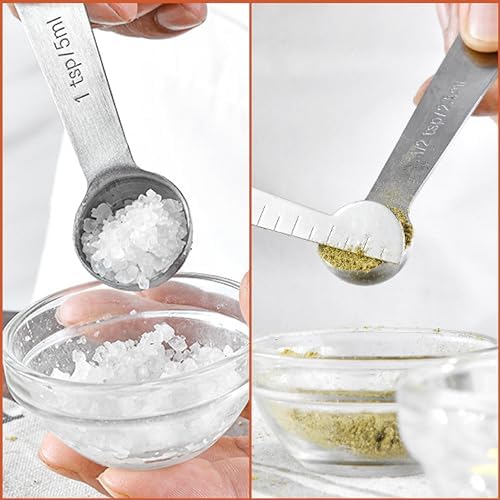 Stainless Steel Measuring Cups & Spoons Set, 12 Pieces Kitchen