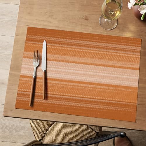 Artoid Mode Orange Stripe Thanksgiving Fall Vinyl Placemats Set of