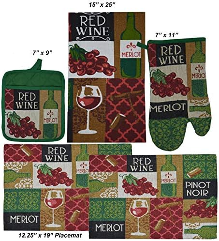 5 Pieces 100% Cotton Kitchen Linen Set.