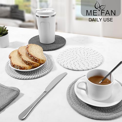 ME.FAN 8 Inch Trivets for Hot Dishs, Cotton Thread Weave Trivets 8 Set