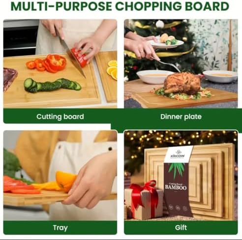 Bamboo Cutting Boards Set of 4 - Extra Large, Large, Medium, Small
