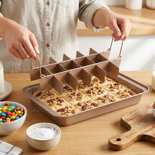 2 Pack Brownie Pan with Dividers 12.4X8X2 Inches and Brownie Cutter