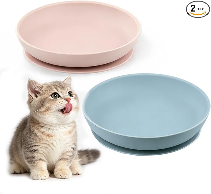 Meow&Woof Nonslip Pet Food Mat, 2 Pack Silicone Cat Food Bowl by TheconnectionbetweenAnimalandusitsMEOWWOOF