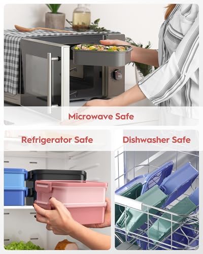 Canfanni Adults Bento Box with Thermo Bag, 74oz Capacity 3 Stackable