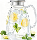 Glass Pitcher with Lid and Handle, 2.2L/74 oz Borosilicate Glass