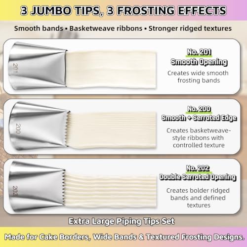 Extra Large Piping Tips Set with 18-Inch Bags for Cake Decorating