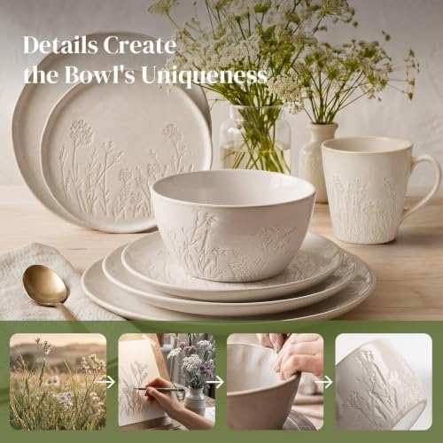 DOWAN Large Soup Bowls, 32 OZ Ceramic Cereal Bowls Set of 4