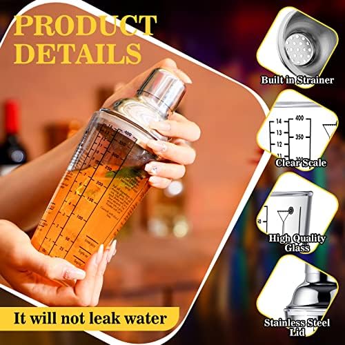 Rtteri 4 Pcs Cocktail Shaker Set 14 oz Martini Glass Shaker Cup