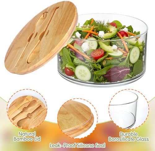 215oz Large Glass Trifle Bowl with Sealing Lid 10 Inch Salad Bowl