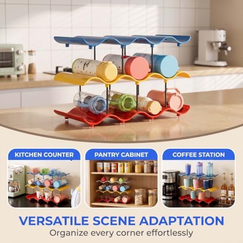 3-Tier Wave Cup Storage Rack, Multi-Tier Stackable Water Bottle