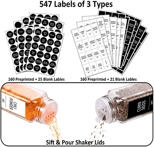Churboro 36-Pack Empty Glass Spice Jars with Labels, 4 oz, Bamboo Lids