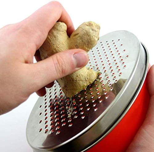 Cheese Grater and Lemon Zester with Container, Red