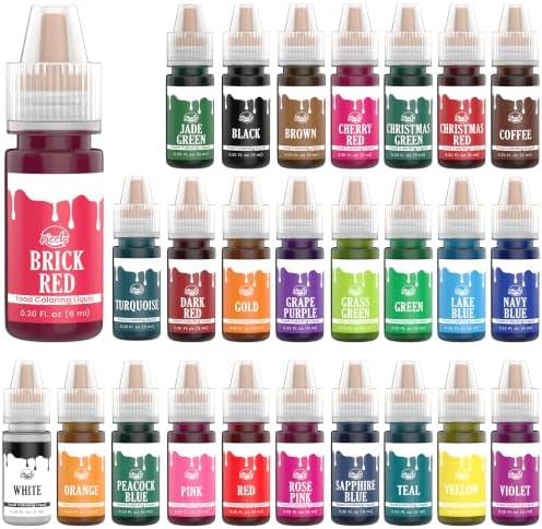Riccle Food Coloring for Baking - 26 Bright Food Coloring Liquid Set