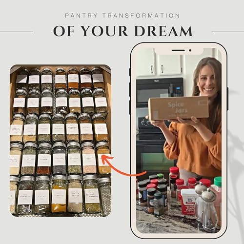 FINESSY Spice Jars with Label Farmhouse + Bread Box for Kitchen Bundle