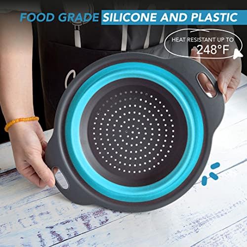 Collapsible Silicone Strainer Colander with Handles 2 PC set – Perfect