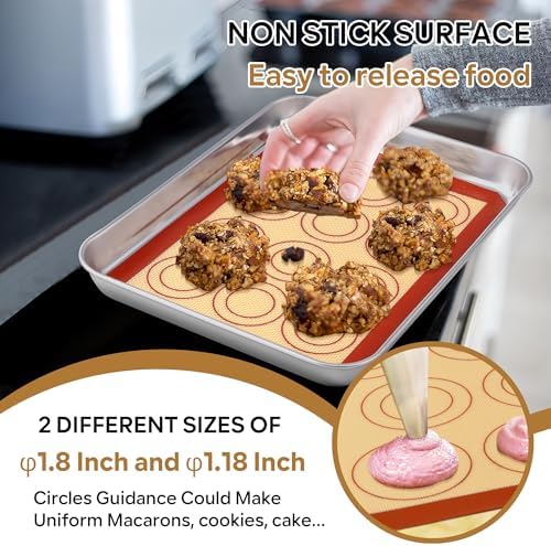 P&P CHEF 9.7 Inch Silicone Baking Mat, 2Pcs Non-stick Silicone Oven