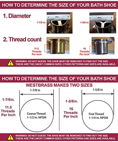 Westbrass D93-26 1-1/2" Coarse Thread Tip-Toe Bathtub Drain Plug Trim